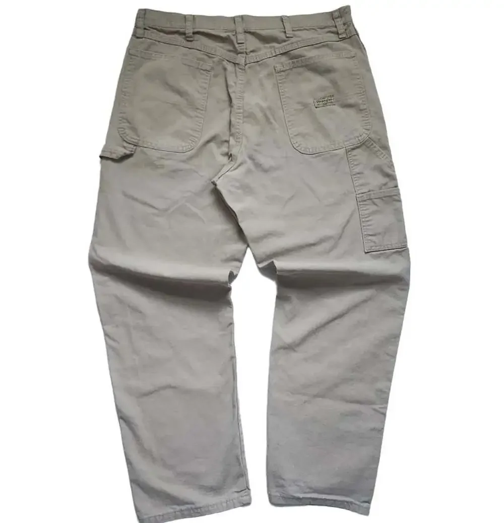 Baggy Wrangler Carpenter Pants Size 36x32 Tan Cotton Workwear